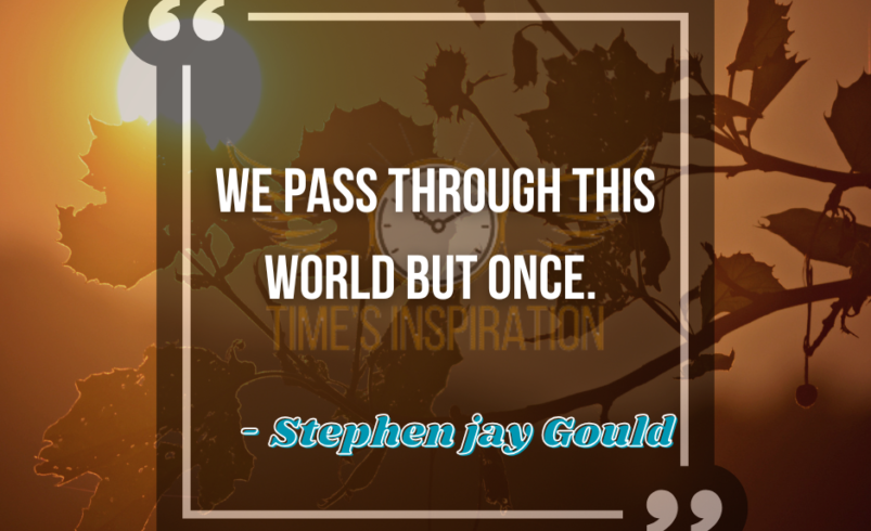 We pass through this world but once